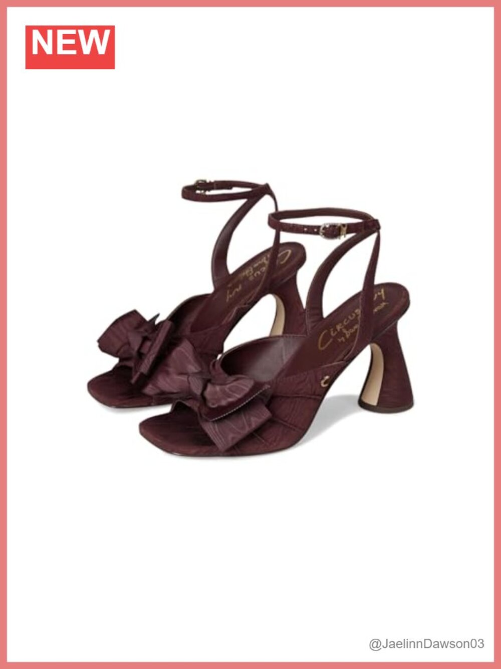 Women Heeled Sandals Flare Heel Open Toe Ankle Strap Buckle with Oversized Bow